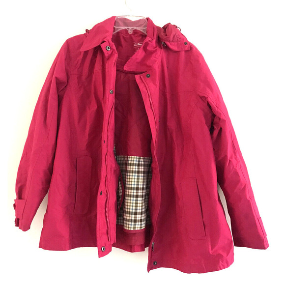 L.L Bean | 3 in 1 Rain Jacket Size L Pink Full Zip Hoodie Long Sleeves - Picture 1 of 10
